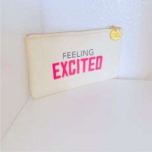 CUPCAKES & CARTWHEELS “Feeling Excited” Canvas Zipper Cosmetics Makeup Bag